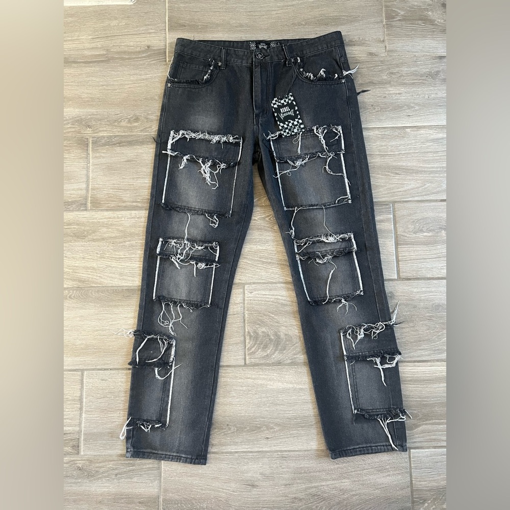 Rebel Vengeance Men’s Rock Punk Distressed Jeans